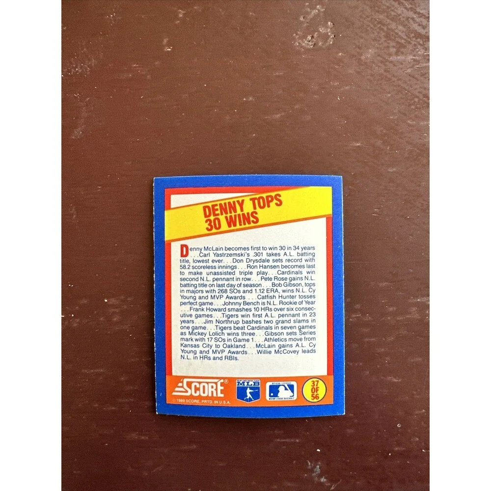 Score 1989 MLB Magic Motion Trivia Cards – 1960, 1961, 1968, 1975, 1987